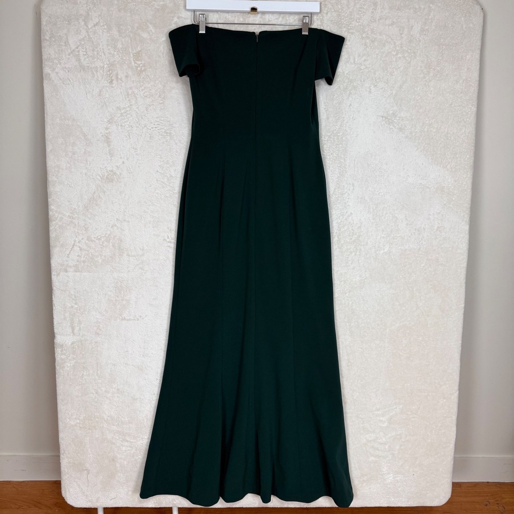 Calvin Klein Women Forest Green Off Shoulder V-Notch Mermaid Evening Gown Size 8 - Picture 3 of 8
